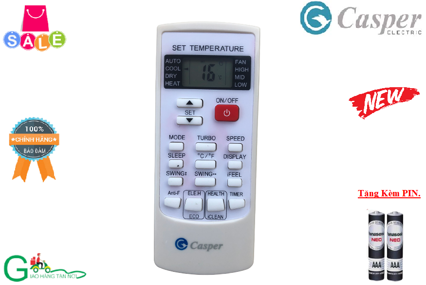 Remote Điều khiển điều hòa Casper dùng cho các dòng Casper 1HP 1.5HP 2HP SC- AH- GC- EC- EH- GH-Hàng mới 100%-Chất lượng tốt-Tặng kèm PIN