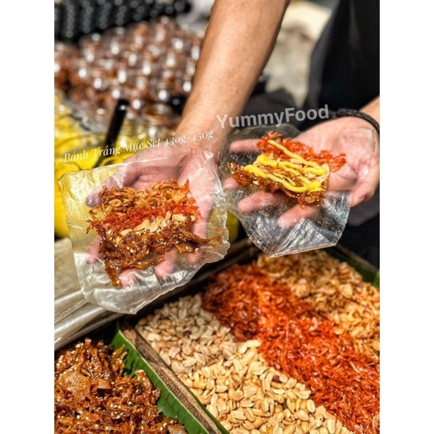 Bánh Tráng Cuốn Mực Xé Rim Mắm Me (Set 430-450gr)