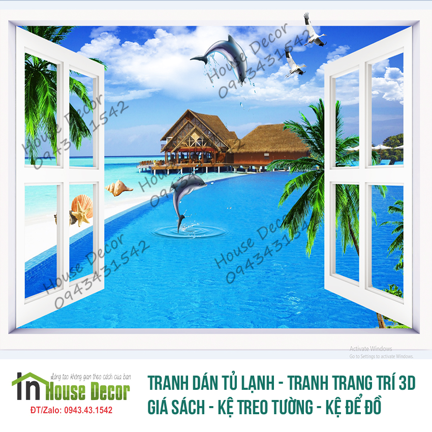 Tranh Cửa Sổ Trang Trí Tường 3d- Tranh trang trí, tranh treo tường, tranh treo phòng khách, tranh treo phòng ngủ, tranh treo tường 3D, tranh nghệ thuật, tranh phong thủy CS86