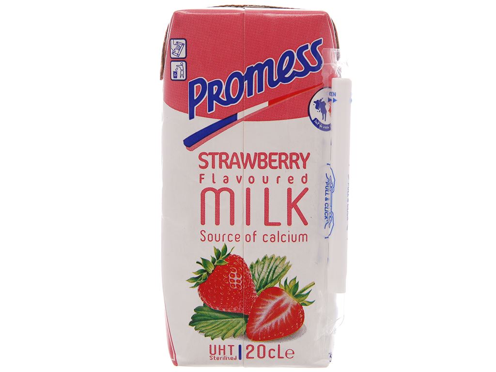 [Thùng 24 Hộp] Sữa Tươi Vị Dâu Promess 200ml - Nhập Khẩu Pháp