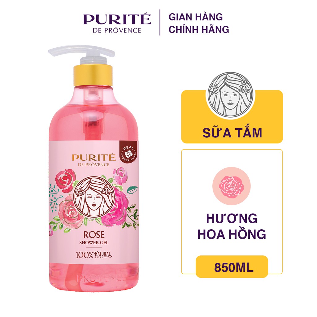 Sữa tắm thiên nhiên purité hoa hồng 850ml