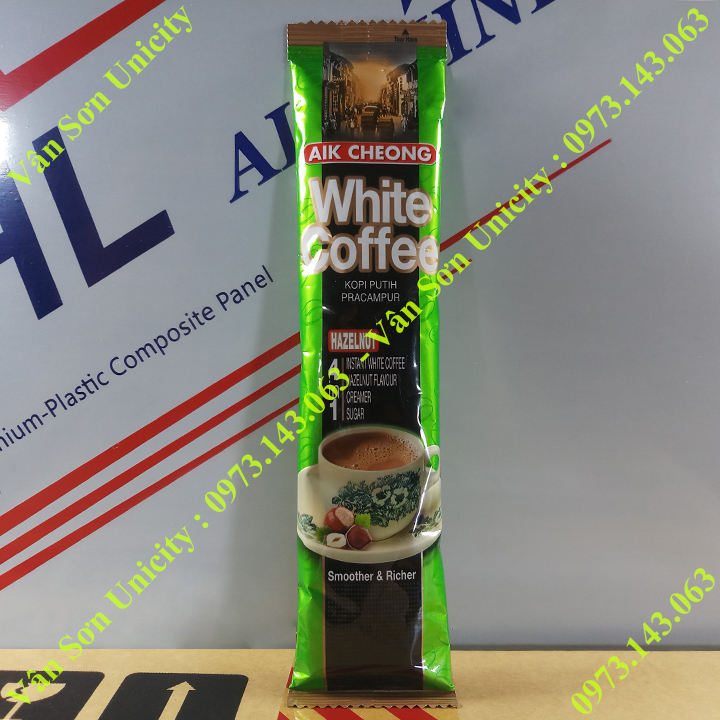 Cà phê trắng vị Hạt Phỉ (Hazelnut) Aik Cheong bịch 600g (15 gói dài x 40g)
