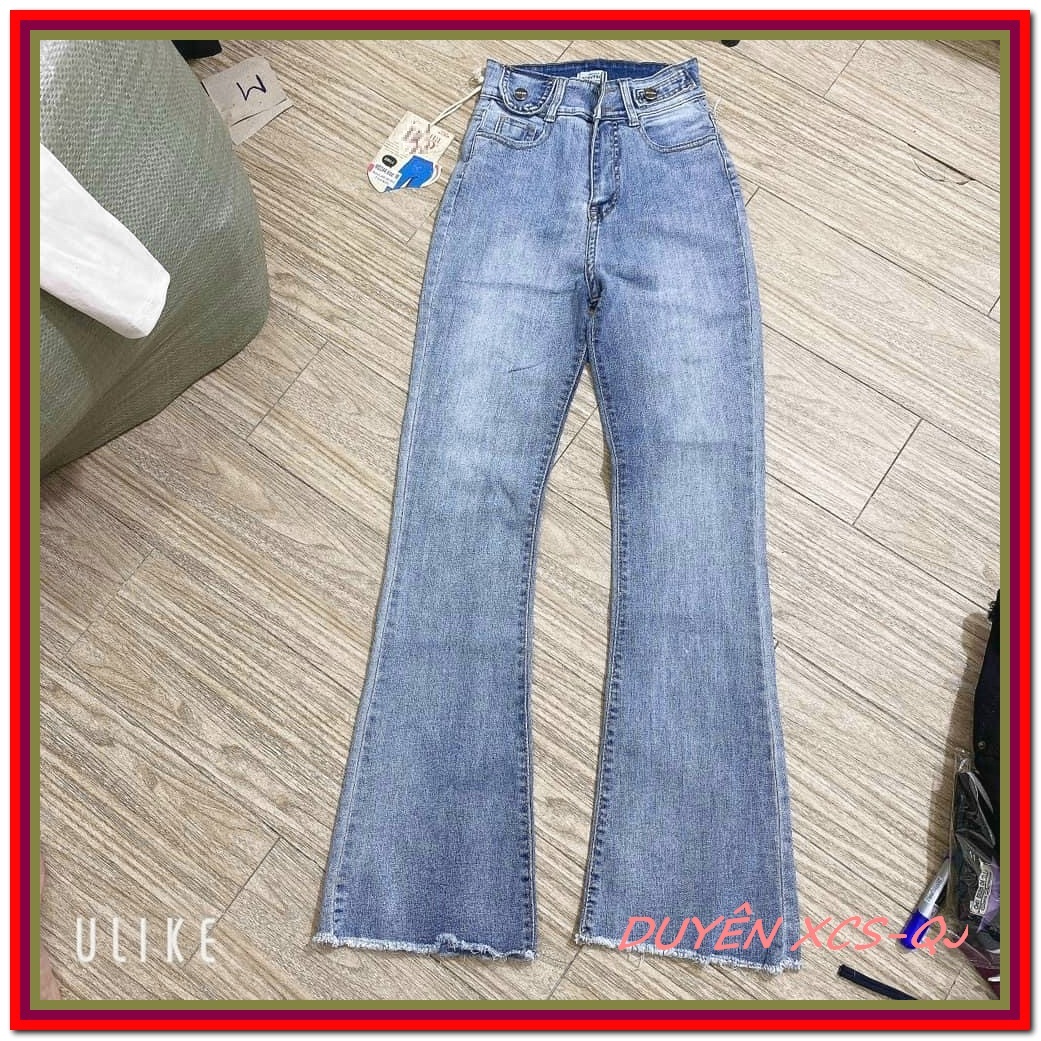 Quần jean nữ ống loe 2 cúc lắp túi xanh siêu xịn chất jean giãn siêu đẹp quần bò chẩn 0f6