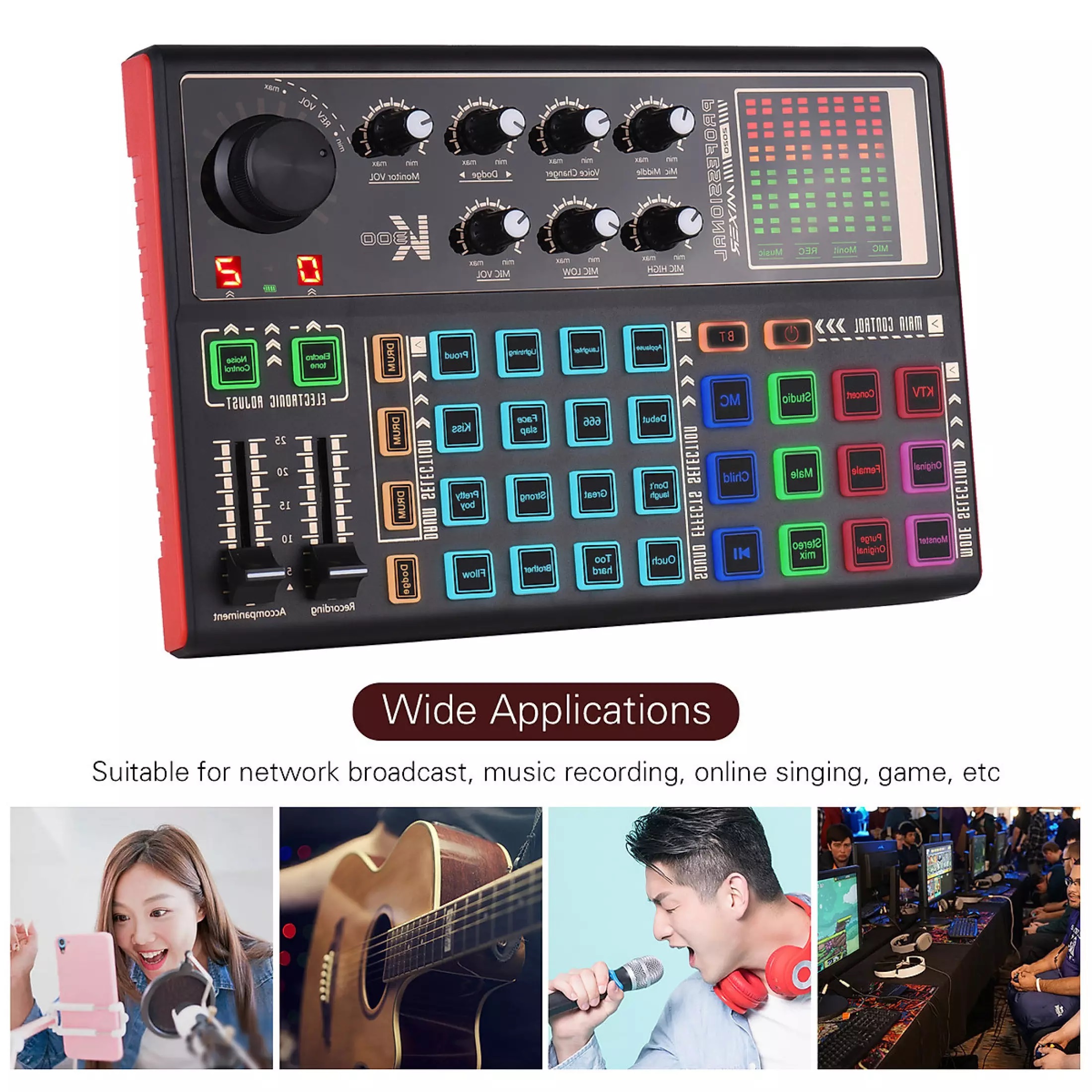 Sound Card K300 2021 Bluetooth Autotune Và Micro Thu Âm BM900 Chính Hãng, Thay Đổi Giọng Nói, Khử Tiếng Ồn, Tạp Âm, Độ Nhạy Mic Tốt, Kết Nối Bluetooth, Chuyên Thu Âm Live Livestream.., Full Chức Năng, BH 12 THÁNG