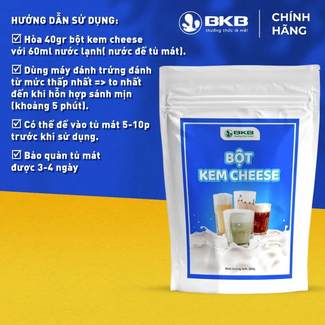 Bột Kem Cheese BKB 500g – Bí Quyết Tạo Milkfoam & Macchiato Hoàn Hảo