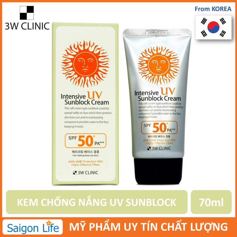 [Siêu Hot] Kem chống nắng 3W Clinic UV Sunblock Cream SPF 50+ PA+++ 70 ml