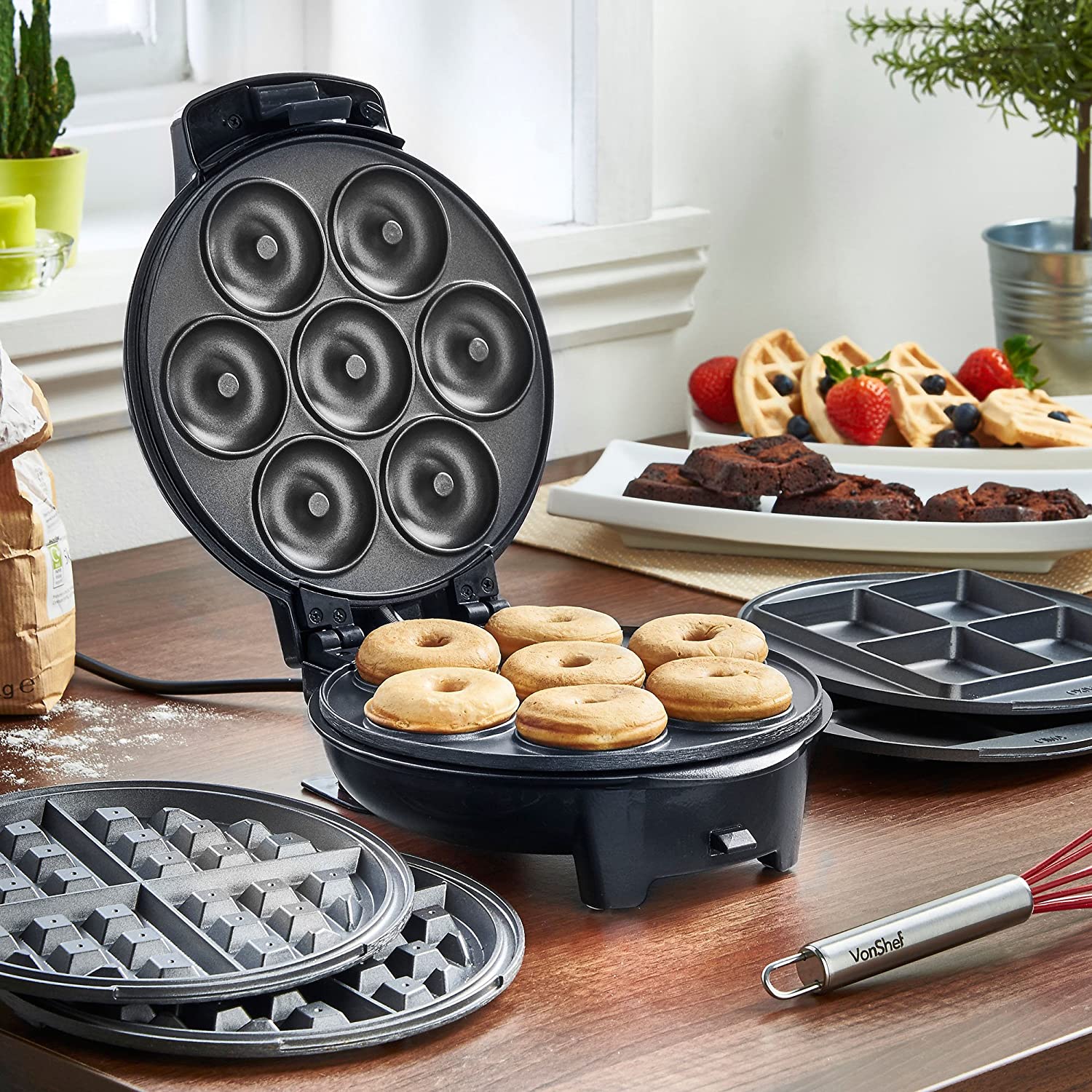 Máy làm Donut, Brownie và Waffle 3 in 1 Vonshef