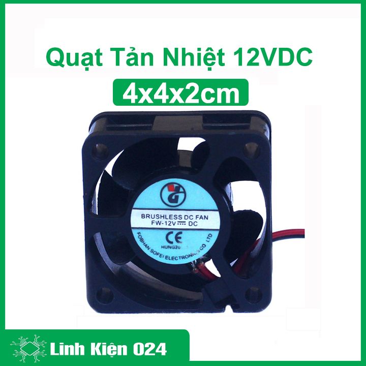 Quạt tản nhiệt mini 12V kích thước 4x4x2cm làm mát, tản nhiệt máy