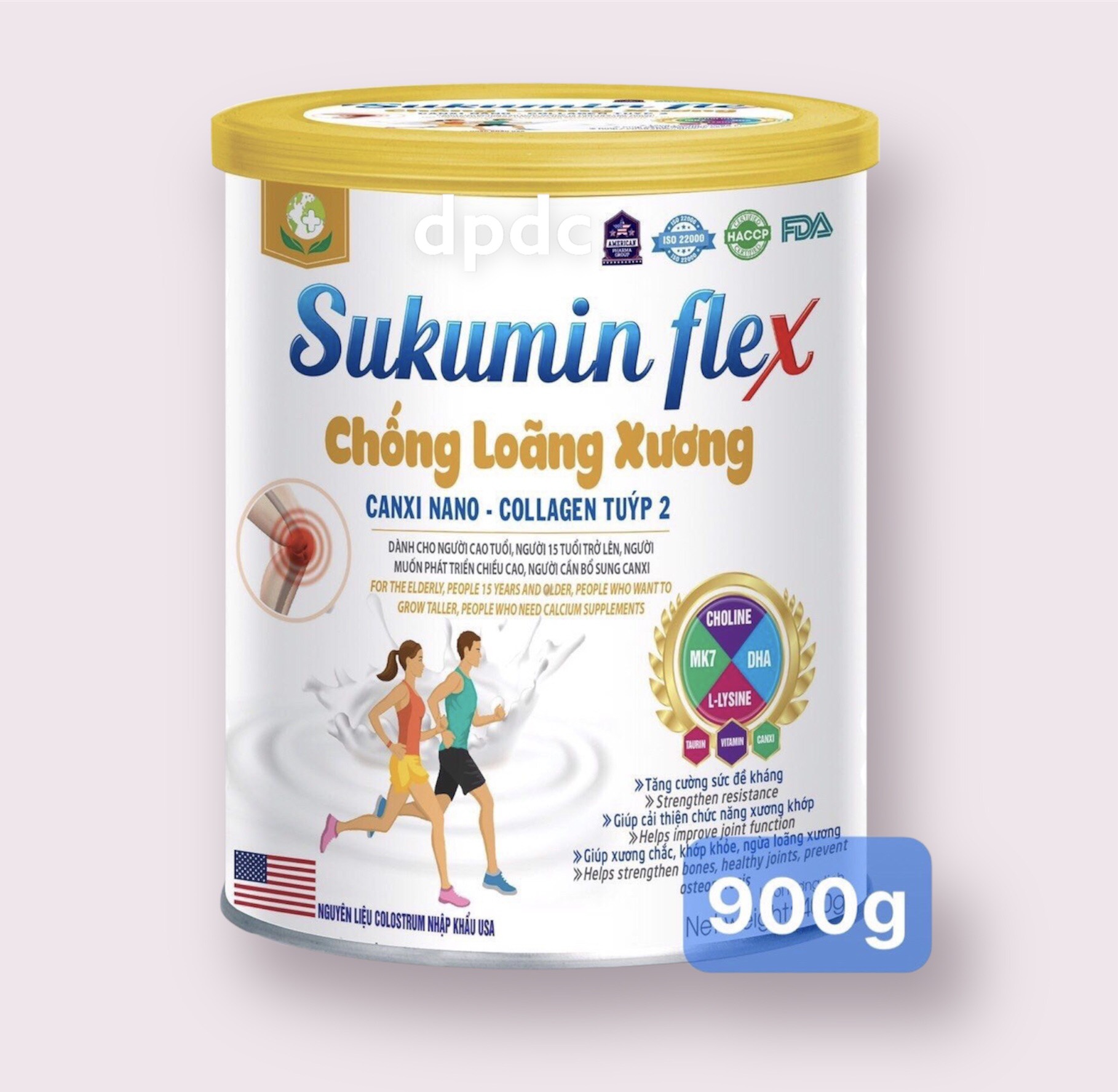 Hộp 900g - Sữa bột chống loãng xương Sukumin Flex- Bổ sung Gulucosamin
