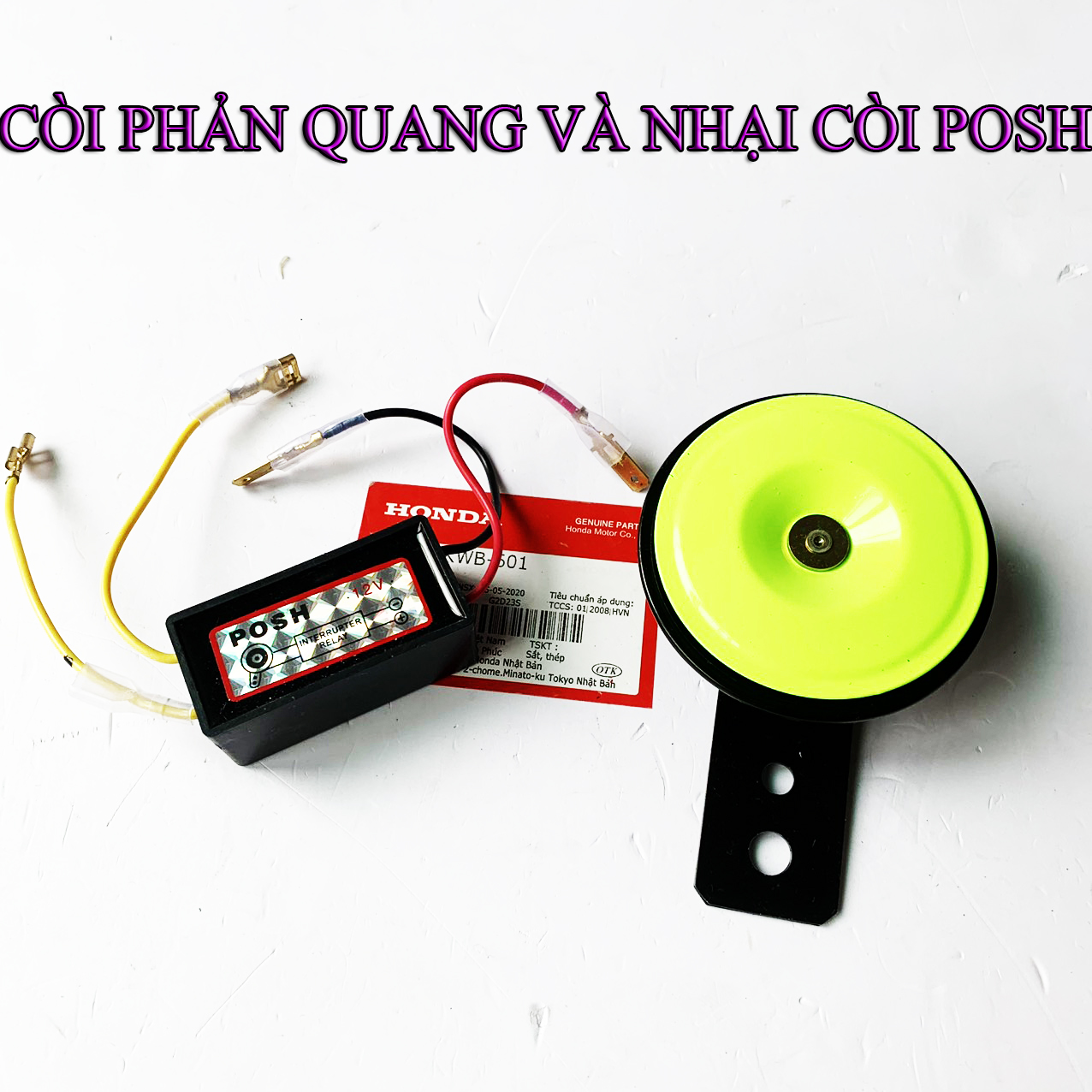 Nhại còi Posh Và Còi ATE dạ quang DC 12v [ combo 2 món]