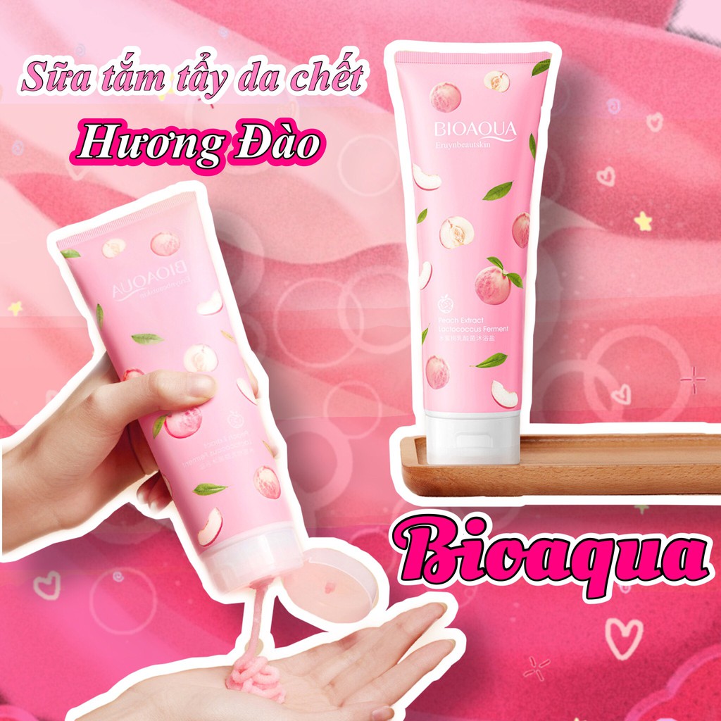 Muối tắm tẩy da chết Bioaqua hương đào 250ml Giúp Da Mịn MàngThơm mát Trắng hồng tự nhiên