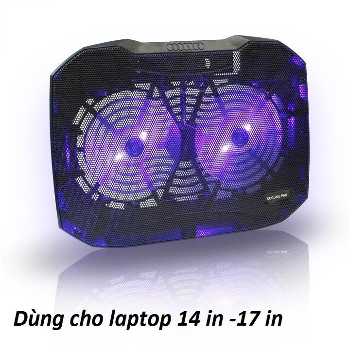 [HCM]Đế tản nhiệt laptop N136 2 QUẠT (Đen)