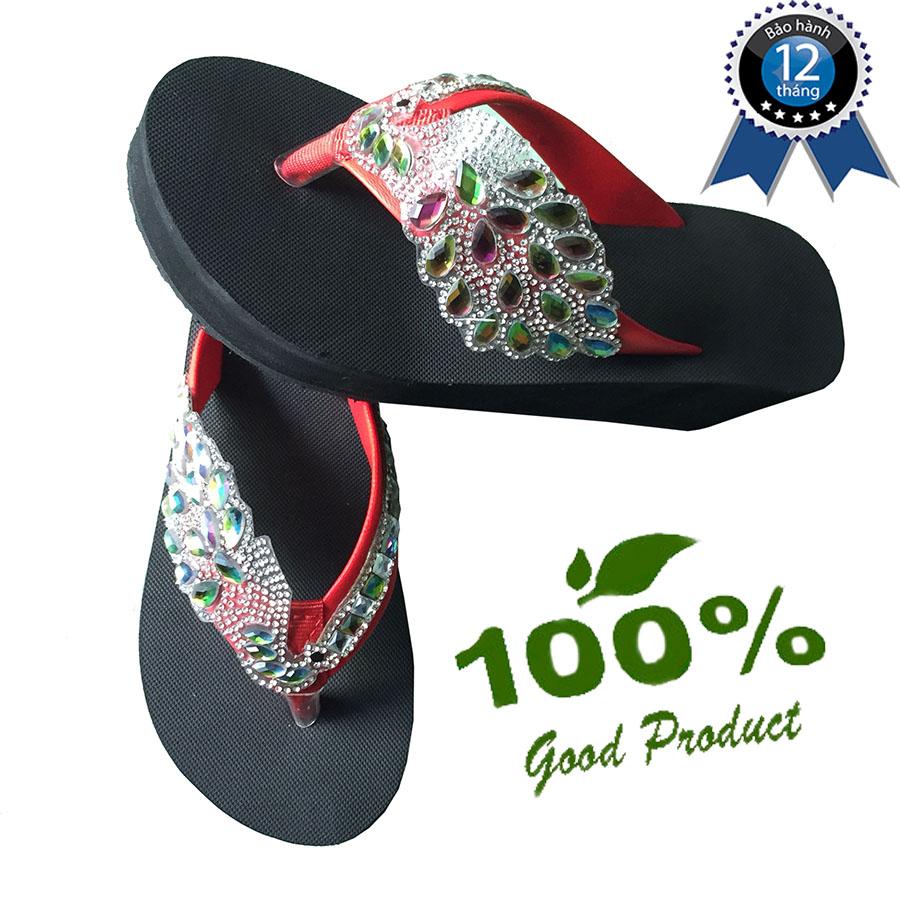 Dép kẹp chim công mẫu quai đỏ cao 5cm