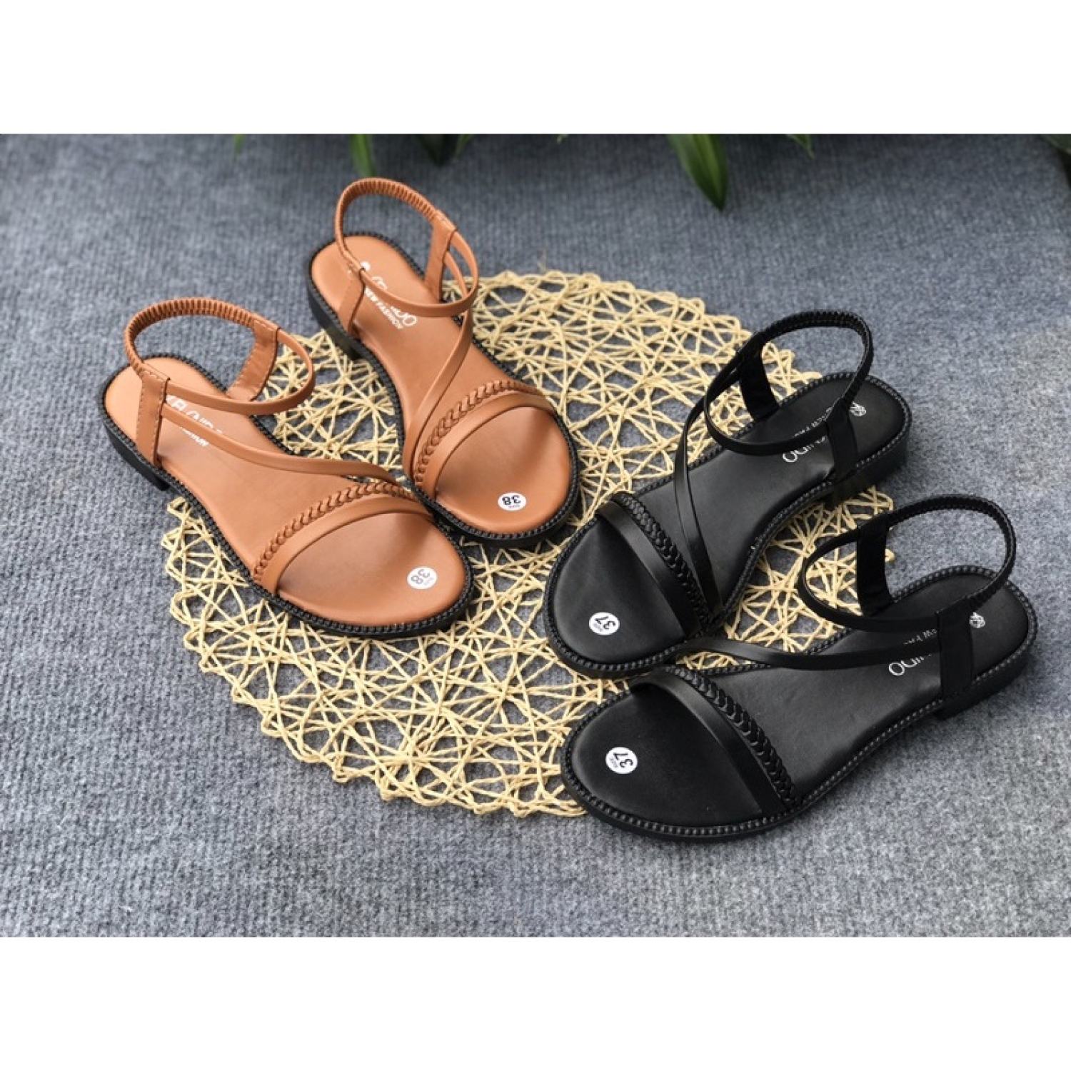 Giày sandal, dép xăng đan nữ dây chéo thắt bính