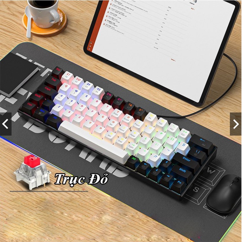 Bàn phím cơ KA6406 led RGB nhiều chế độ, red/blue switch nhỏ gọn tiện dụng sử dụng nhiều thiết bị