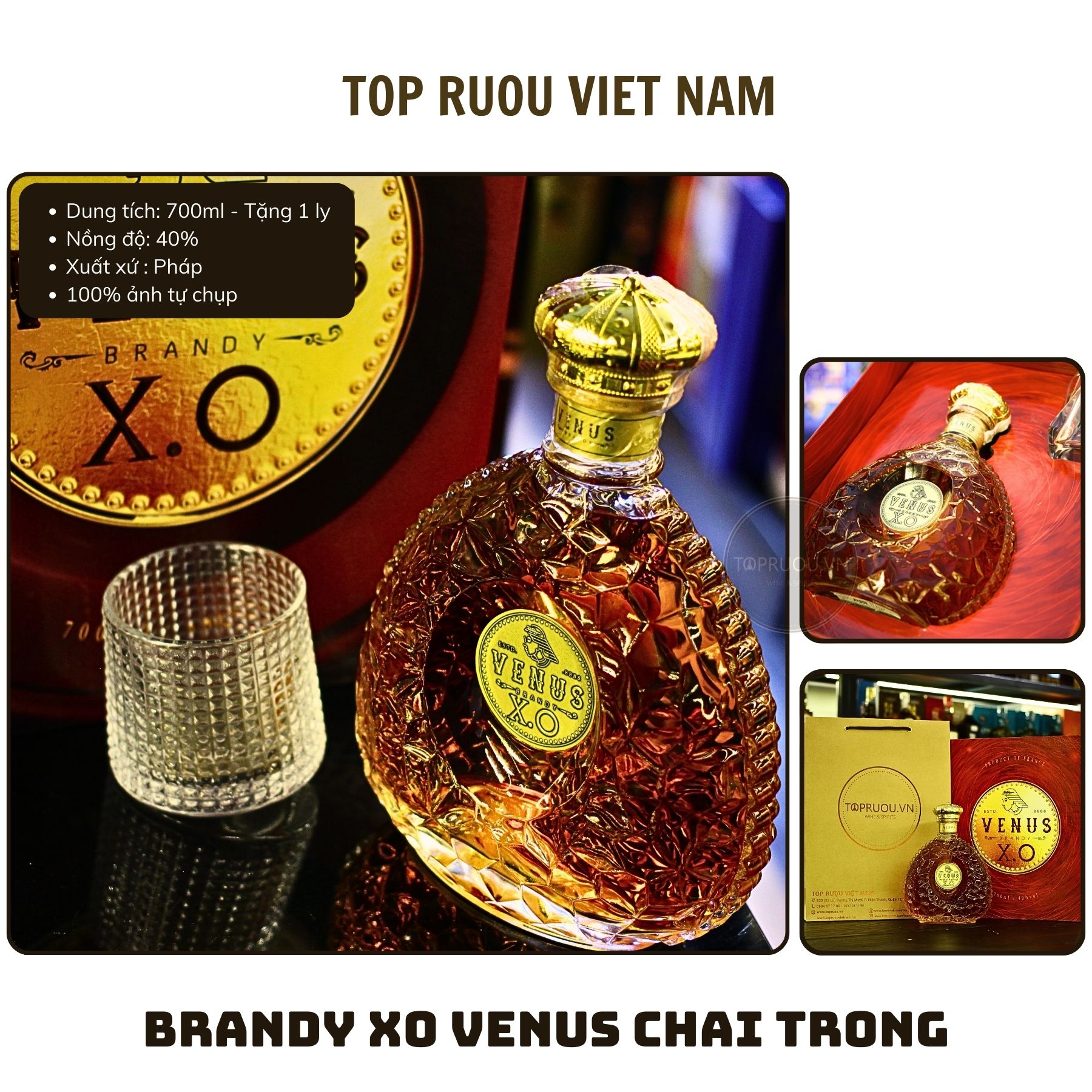 [Top Rượu VN] Brandy XO Pháp Janus - Venus 700ml [Chính Hãng]