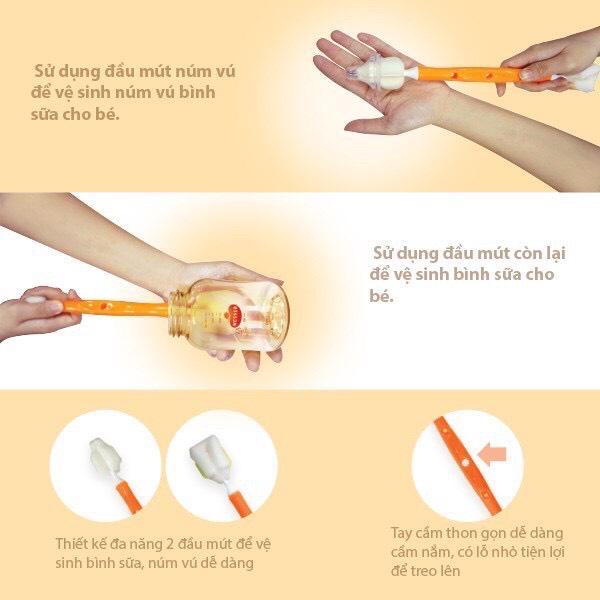 Cọ rửa bình sữa, núm vú đa năng Wesser