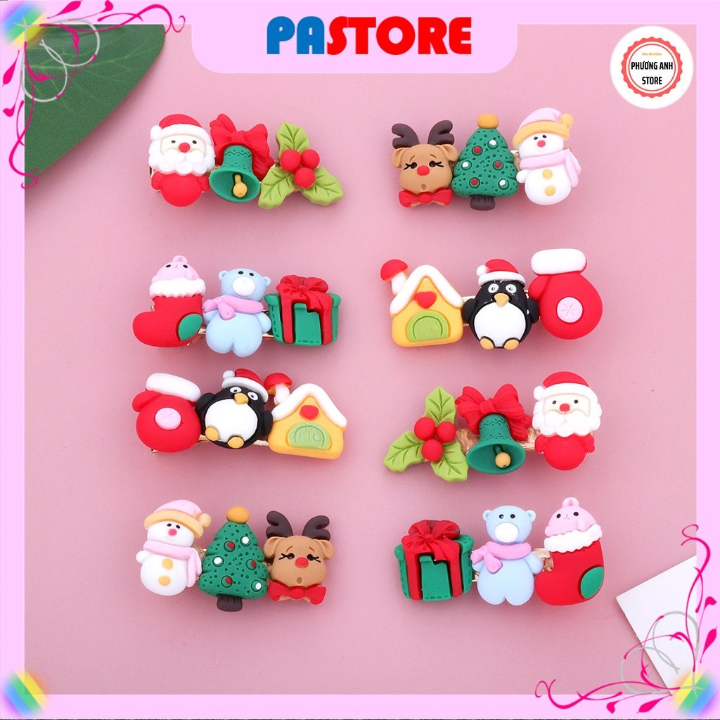 HOT Kẹp tóc Noel quà tặng Giáng sinh phụ kiện lung linh ngộ nghĩnh cho bé
