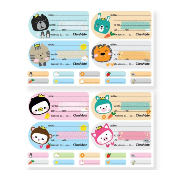 Nhãn vở Carton Classmate có decal -NT222