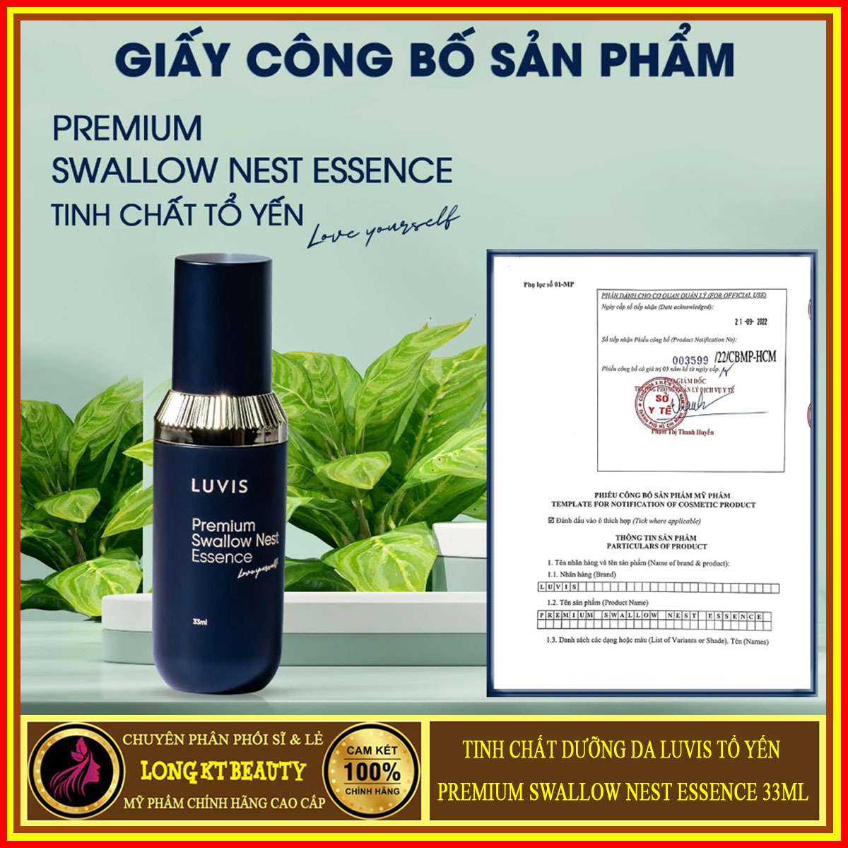Tinh chất tổ yến - premium swallow nest essence 33ml - serum dưỡng trắng da ngăn ngừa lão hoá