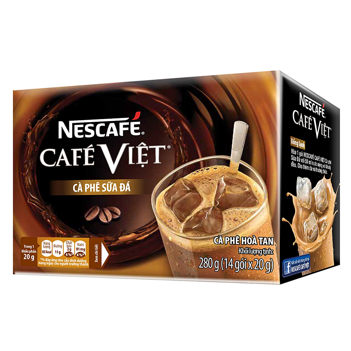 Cà phê hòa tan NESCAFÉ CAFÉ VIỆT Cà Phê Đen Đá (Hộp 15 gói x16g)