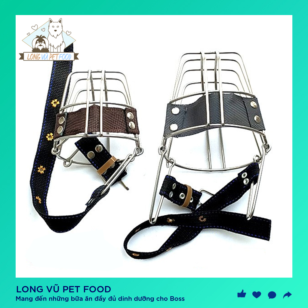 Rọ mõm chó inox cỡ lớn (dành cho chó từ 30kg - 60kg) - rọ mõm cho chó bằng inox không gỉ - Long Vũ Pet Food