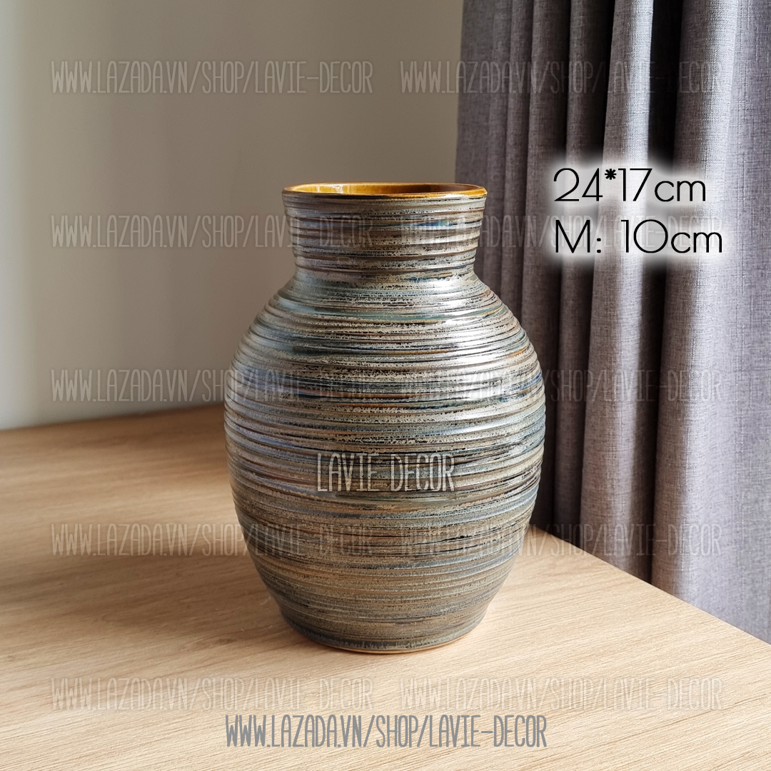 Lọ hoa gốm sứ men hỏa biến ánh bạc Bát Tràng