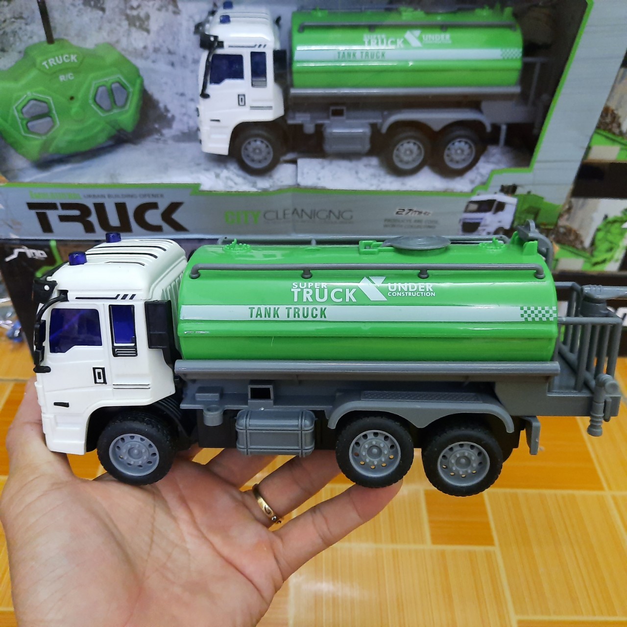 Xe ô tô chở rác điều khiển từ xa sử dụng pin sạc xe tỉ lệ 1:30 đồ chơi trẻ em