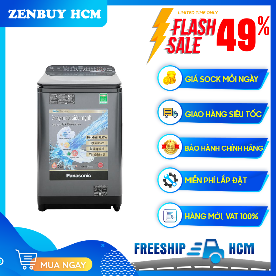 [HCM][Trả góp 0%]Máy giặt Panasonic Inverter 10.5 Kg NA-FD10VR1BV
