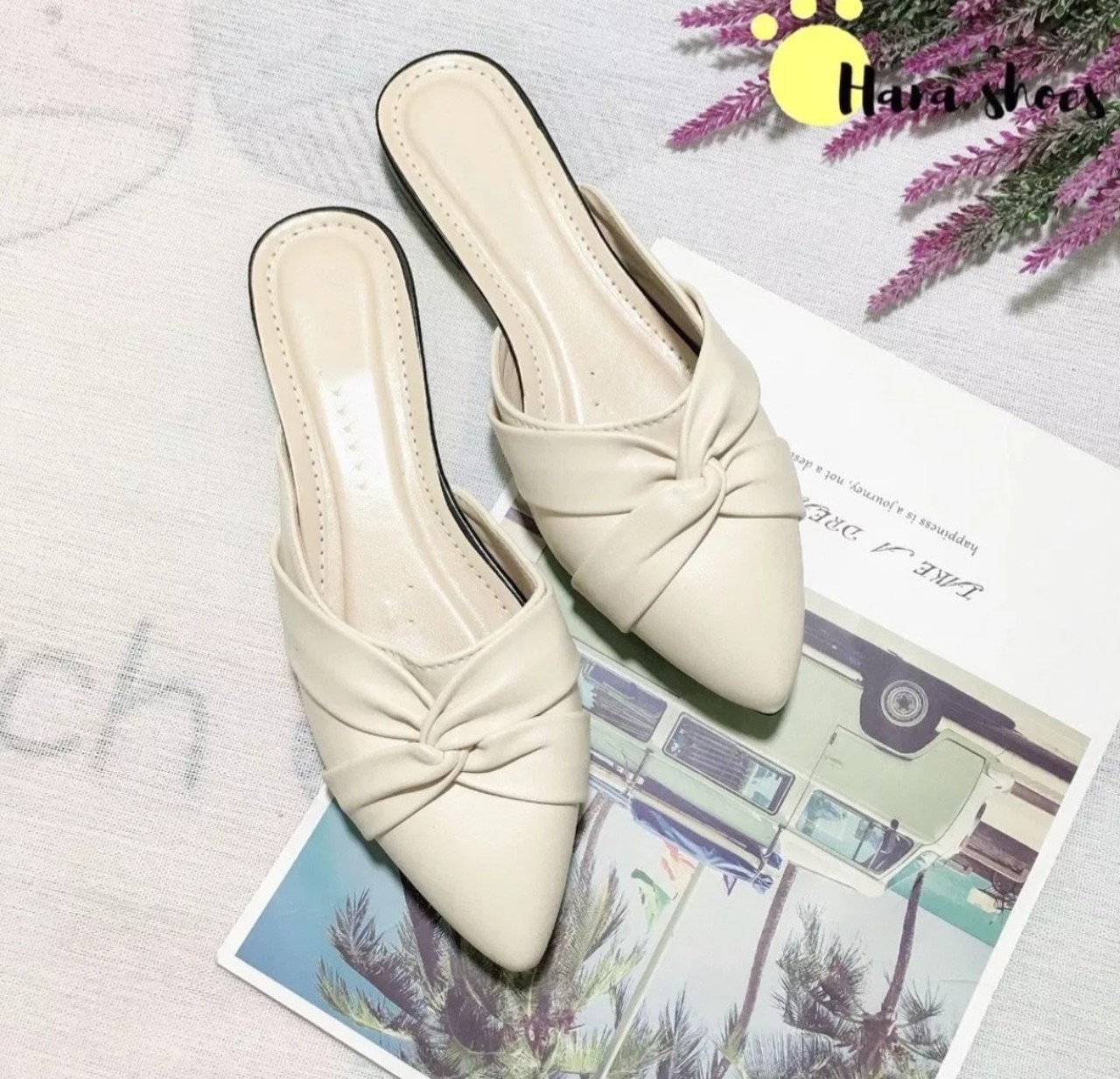 Dép sục da nơ xoắn