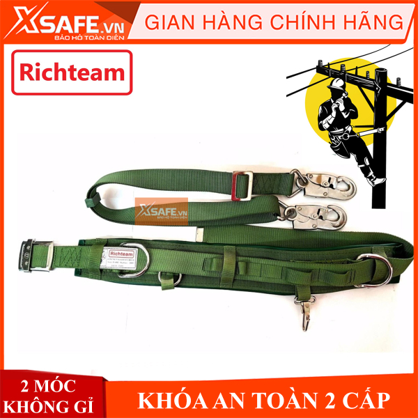 Bảng giá Dây đai an toàn điện lực Richteam - 2 móc thép, dây đai bảo hộ, dụng cụ bảo hộ lao động, an toàn, chất lượng