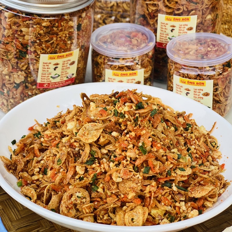 Combo Bánh Tráng Phơi Sương 500g - 250g Muối Tôm Hành Phi (Tặng Kèm Túi Bơ Trứng)