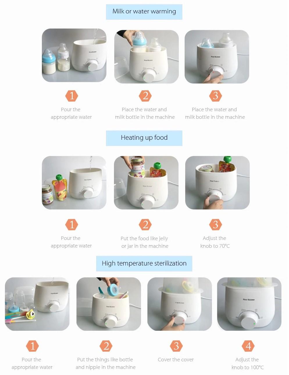 MÁY HÂM SỮA ĐÔI ĐA NĂNG REAL BUBEE 3 in 1