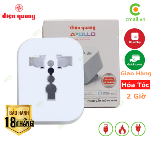 Ổ Cắm Thông Minh 10A - Ổ cắm Wifi Điện Quang Apollo 2000W 2.4Gh