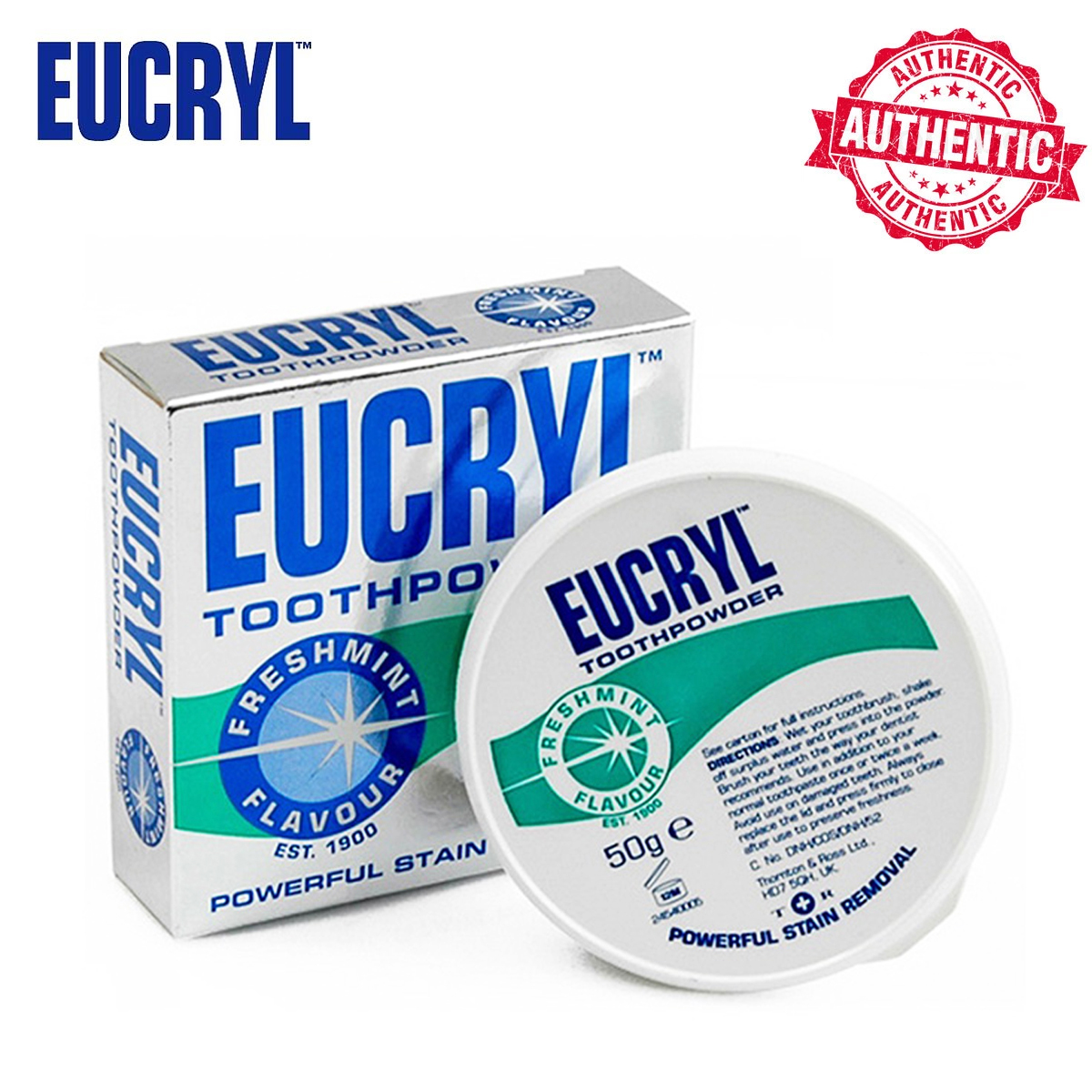 BỘT LÀM TRẮNG RĂNG HƯƠNG BẠC HÀ TOOTH POWDER FRESHMINT EUCRYL 50 GRAM