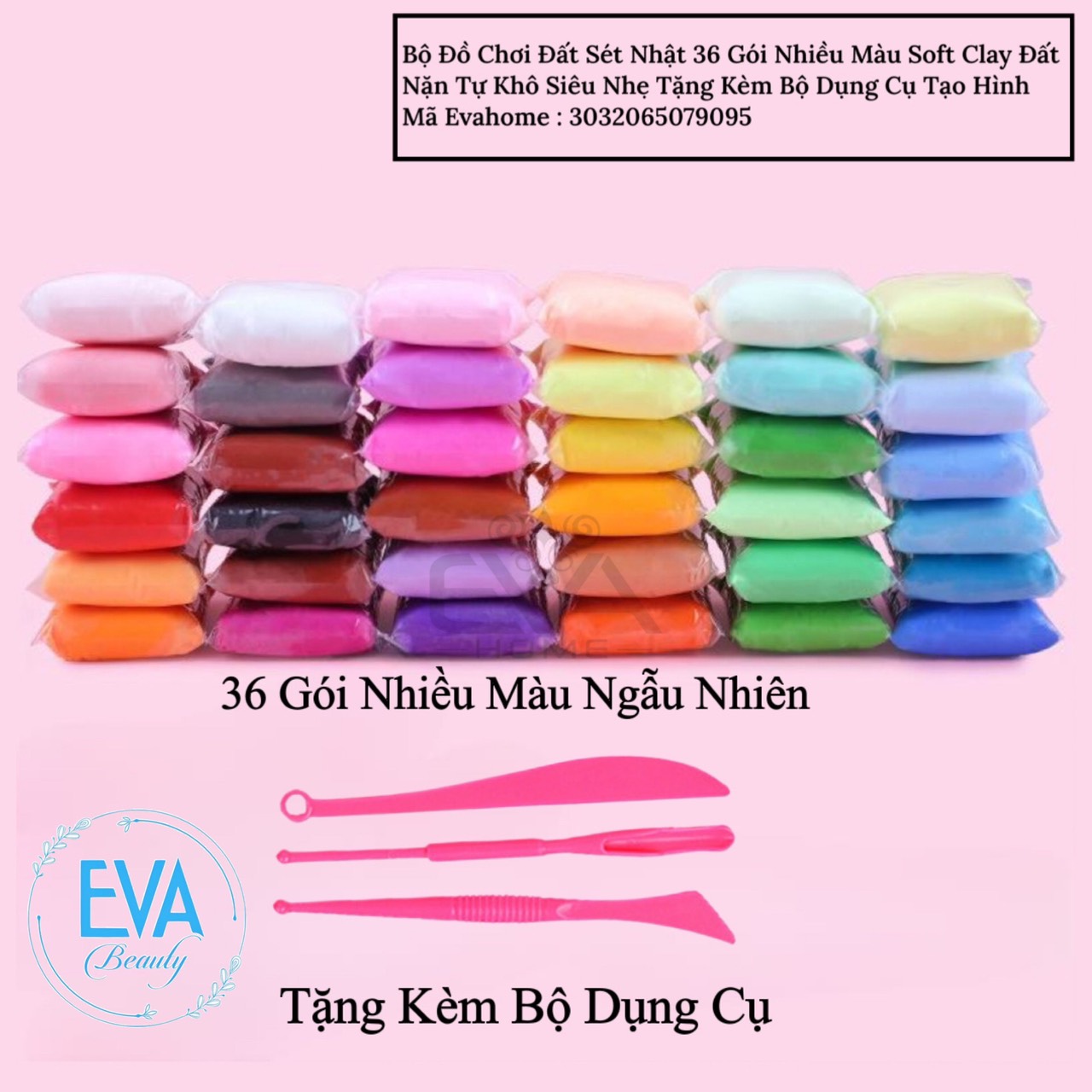Bộ đồ chơi đất sét nhật 36 gói nhiều màu soft clay đất nặn tự khô siêu nhẹ tặng kèm bộ dụng cụ tạo hình