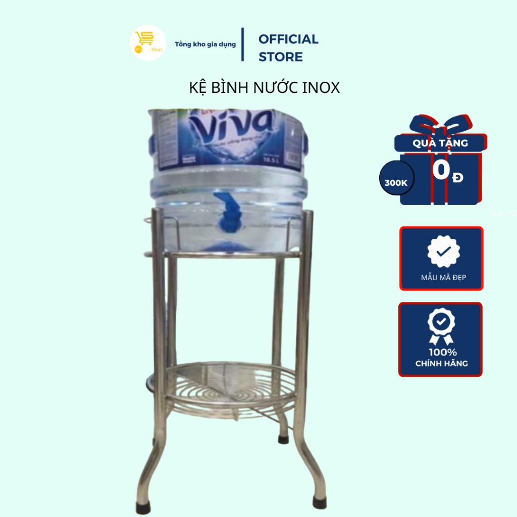 Kệ Để Bình Nước Inox, Kệ Bình Lọc, Chân Inox Để Xô Đá/Bình Nước Tiện Lợi, Dày Dặn | MTA-MART