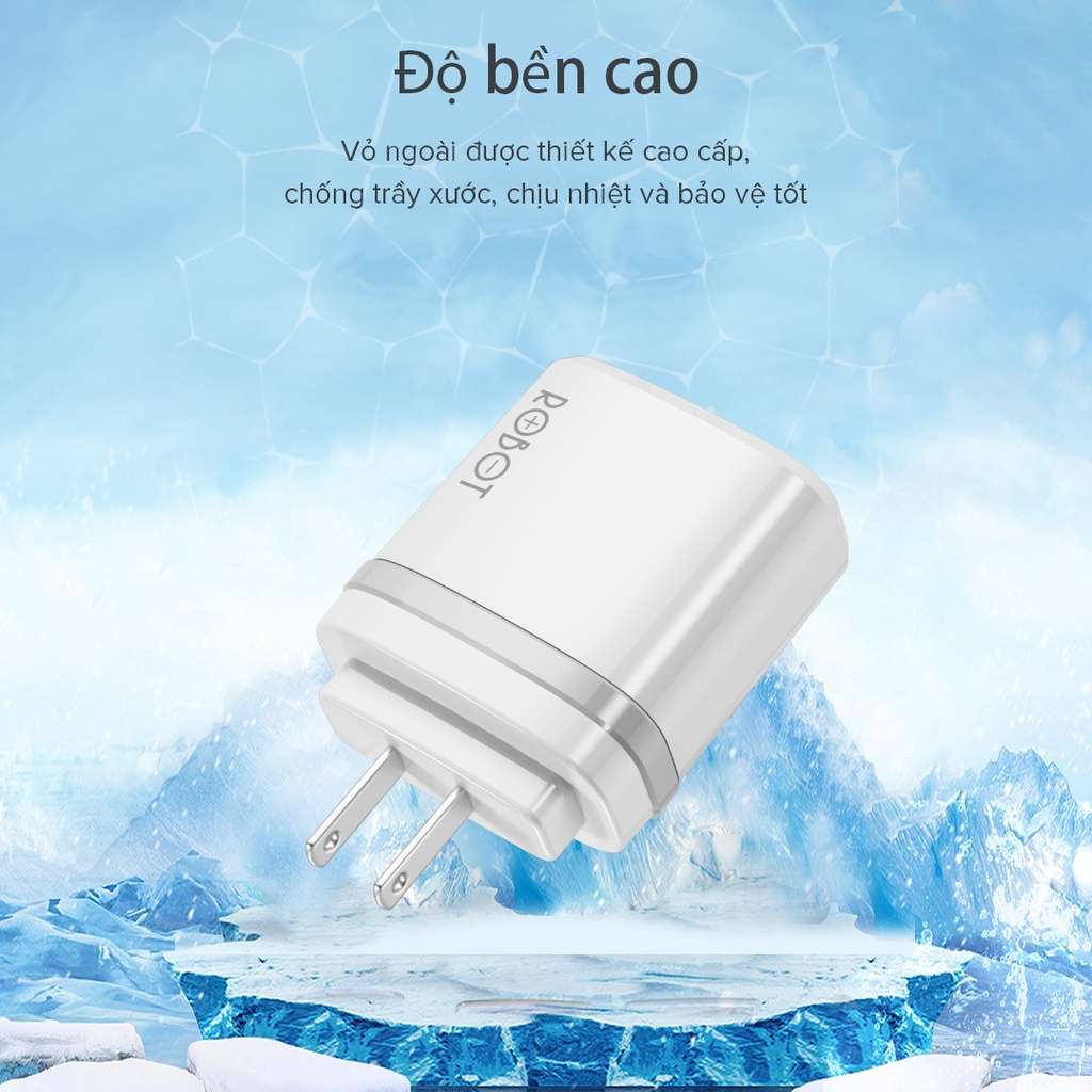 Bộ Cốc & Cáp Sạc ROBOT RT-K9U 2 Cổng USB - Hàng Chính Hãng