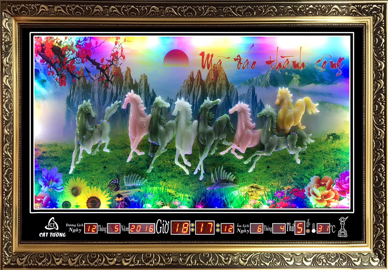 Đồng hồ Lịch Vạn Niên - Tranh Đá Mã Đáo D122 (KT 100x60x5cm)