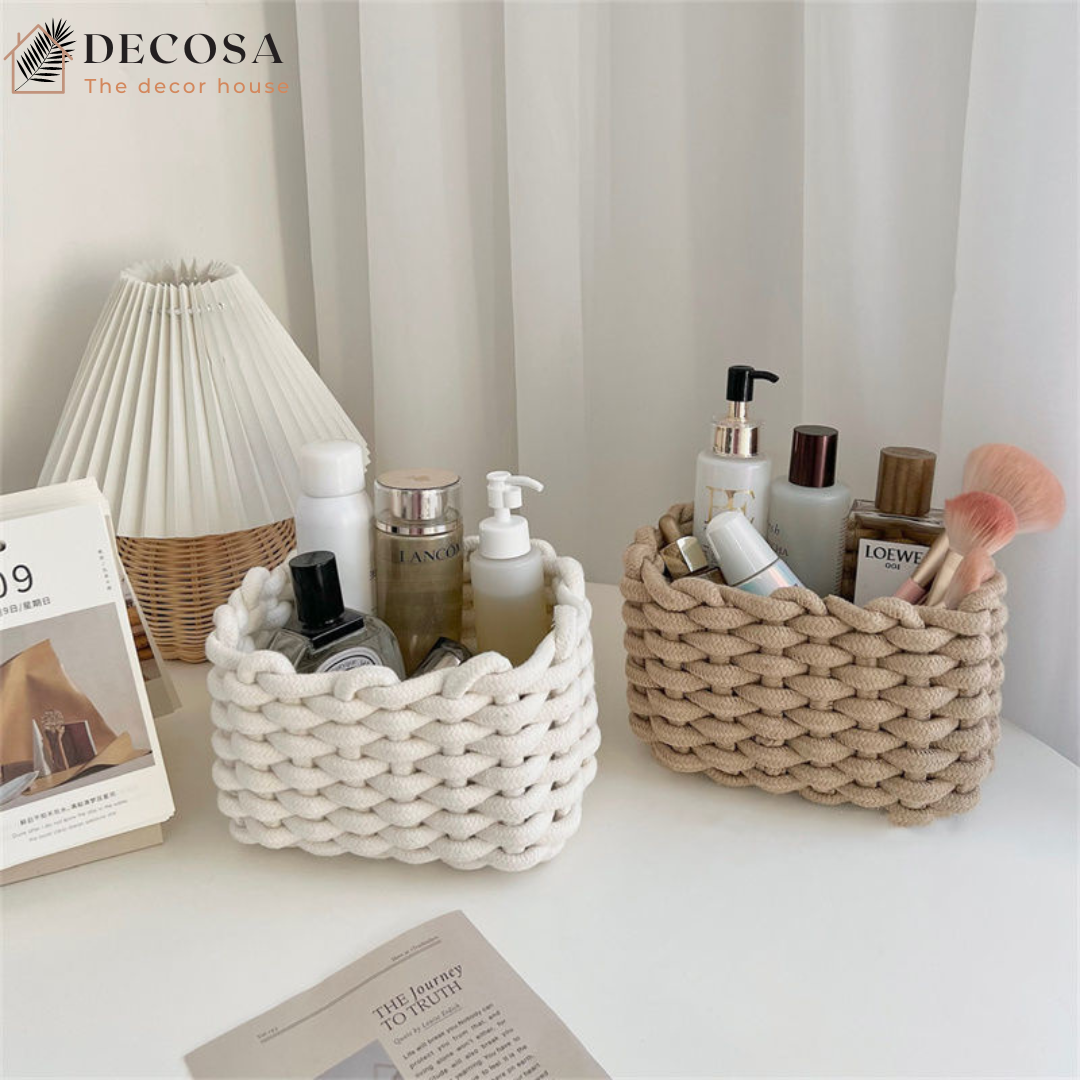 Giỏ đựng đồ đan sợi cotton trang trí nhà cửa