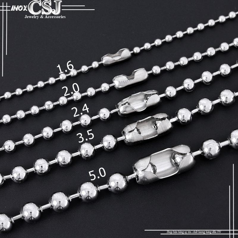 Dây chuyền bi inox 5mm cực đẹp không đen - siêu chắc, siêu bền, sáng bóng