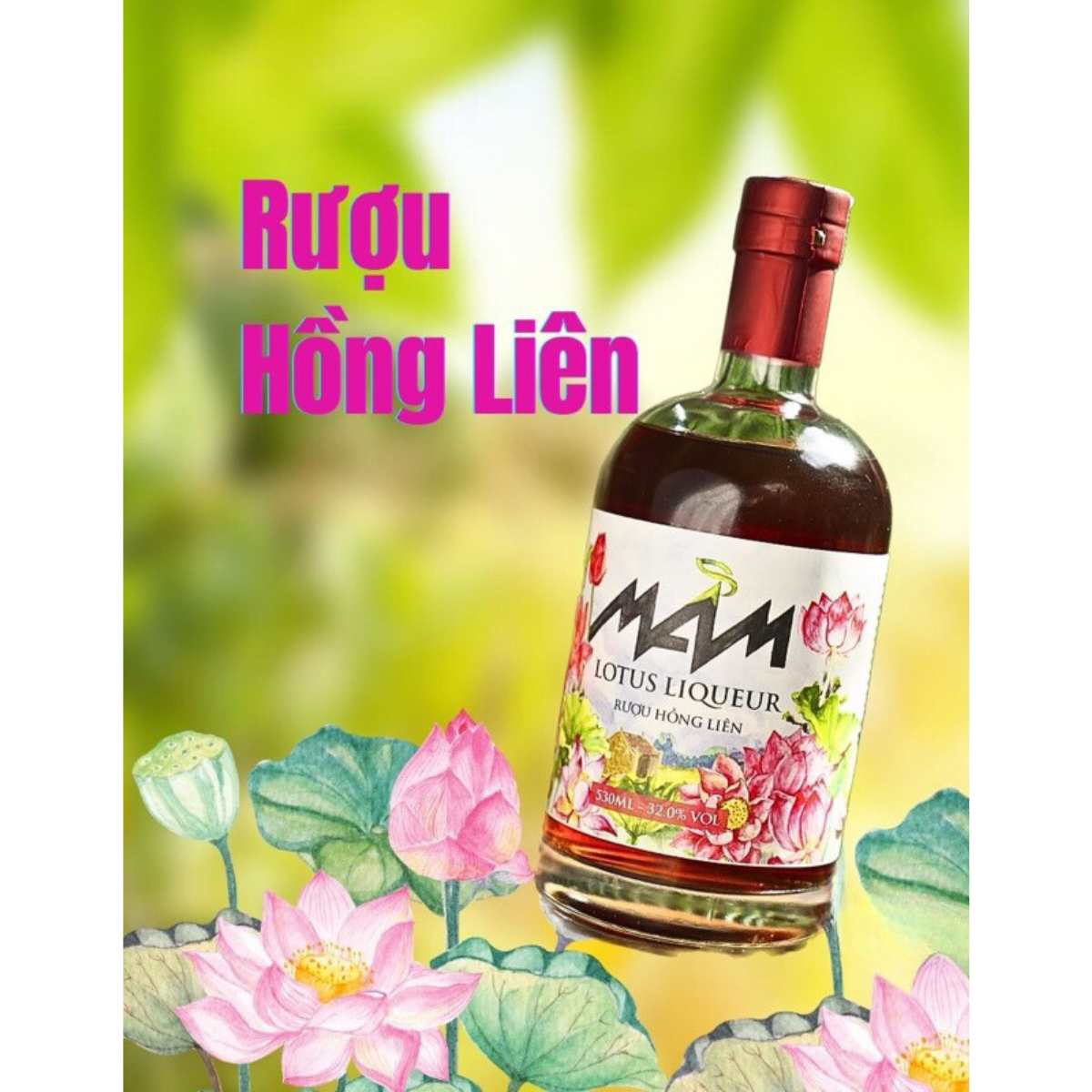 Nước lên men sen hồng - mầm - chai 530ml