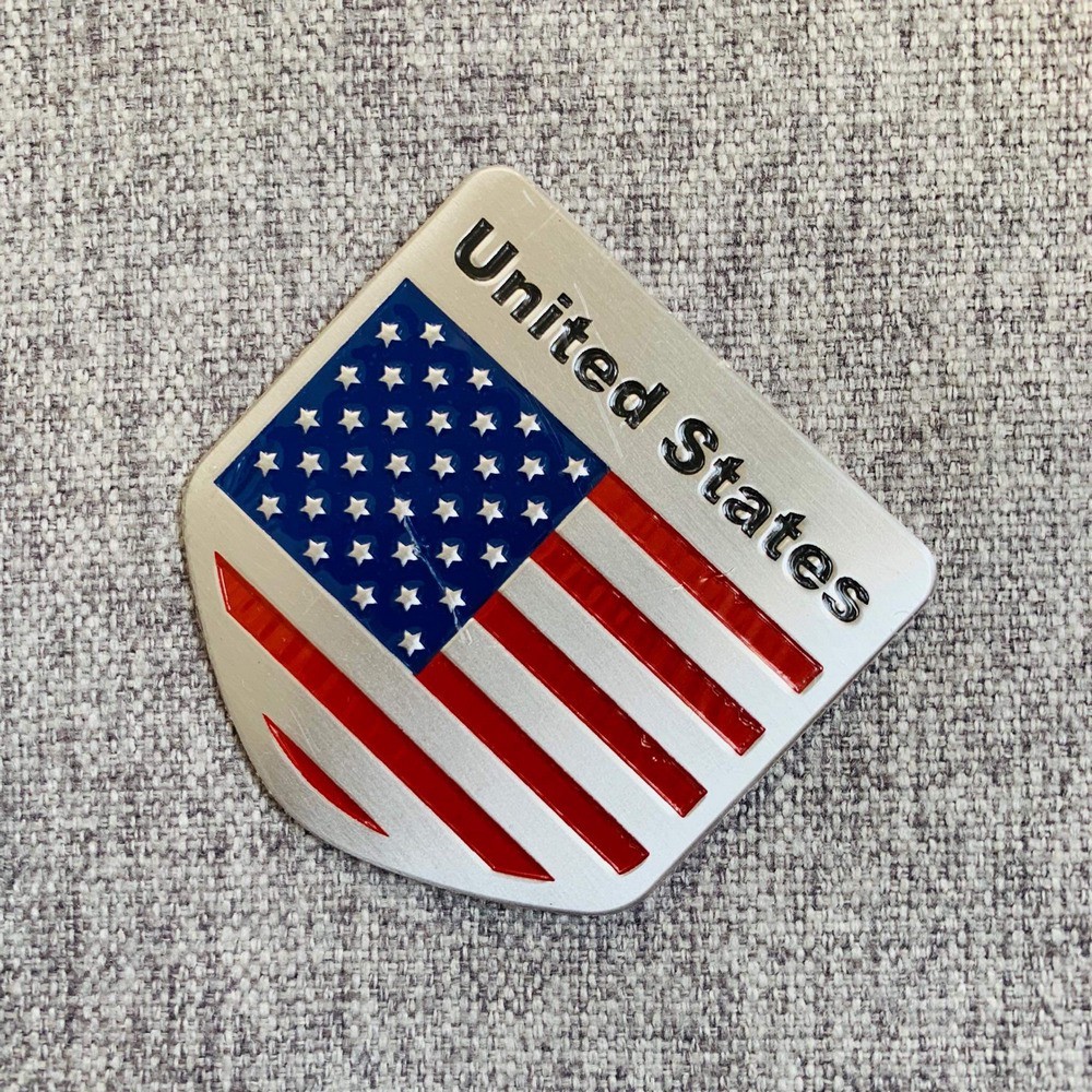Tem Nhôm Cờ Mỹ Dán Xe Ô Tô - Có Keo Dán - Hình khiên