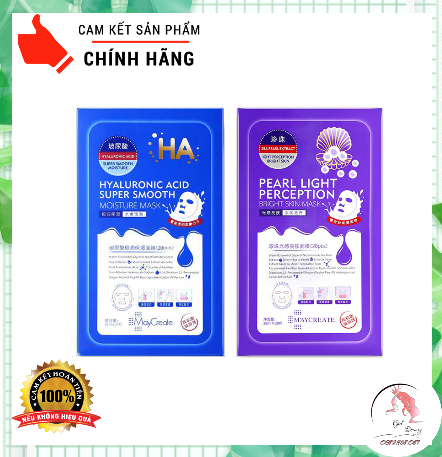 [CHÍNH HÃNG] Hộp mặt nạ cấp ẩm - dưỡng trắng HA (20 miếng)