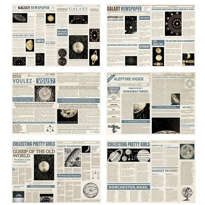 Set giấy báo cỡ lớn phong cách vintage cổ điển dùng trang trí sổ bullet journal phụ kiện decor chụp ảnh winzige