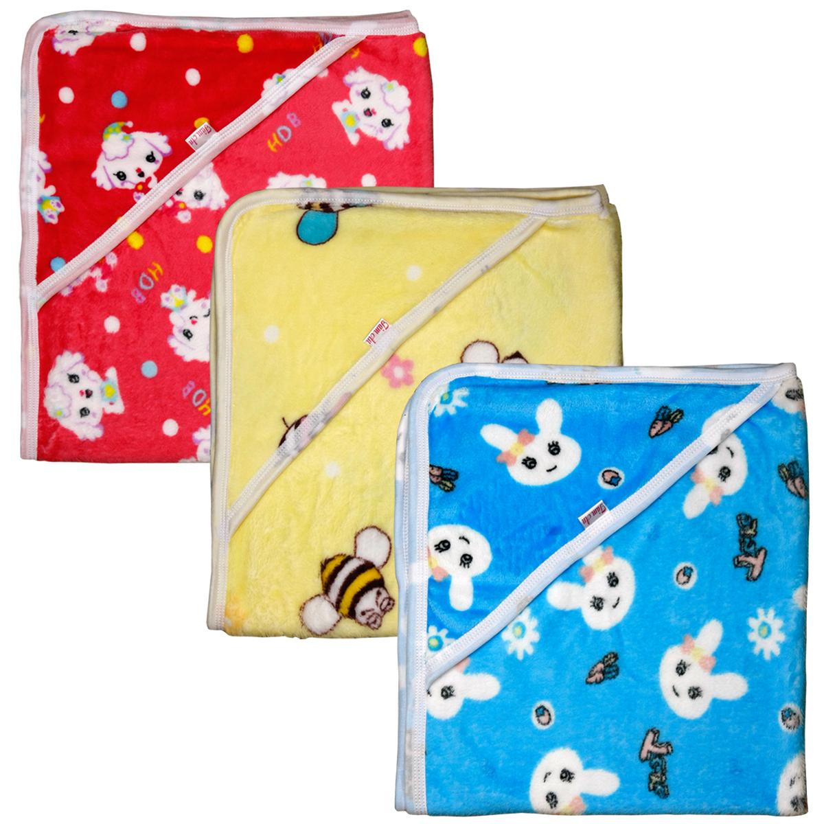 Combo 3 Chăn ủ nhung tuyết có mũ cực mềm mịn an toàn và giữ ấm cho bé sơ sinh - KIBA_Shop (chăn ủ sơ sinh chăn ủ mùa đông đồ cho bé sơ sinh) 3CUT