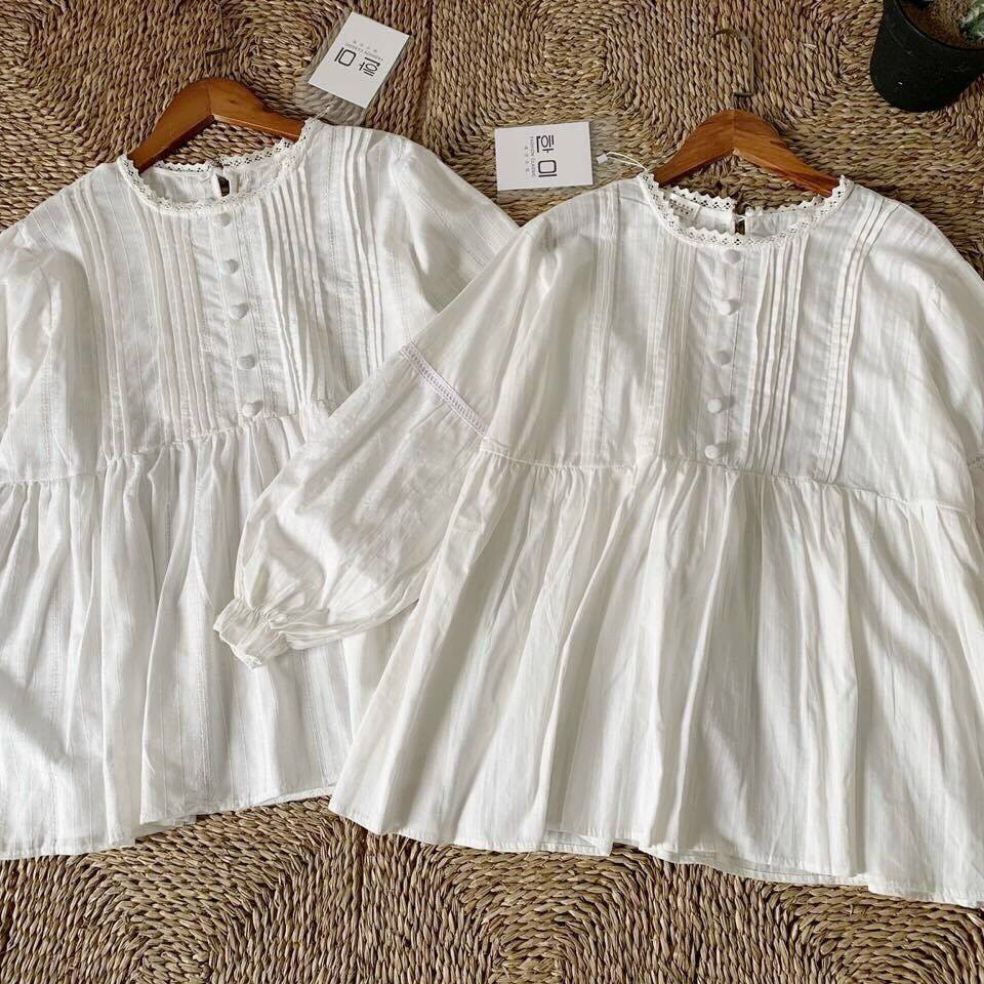 áo babydoll cúc bọc ảnh thật