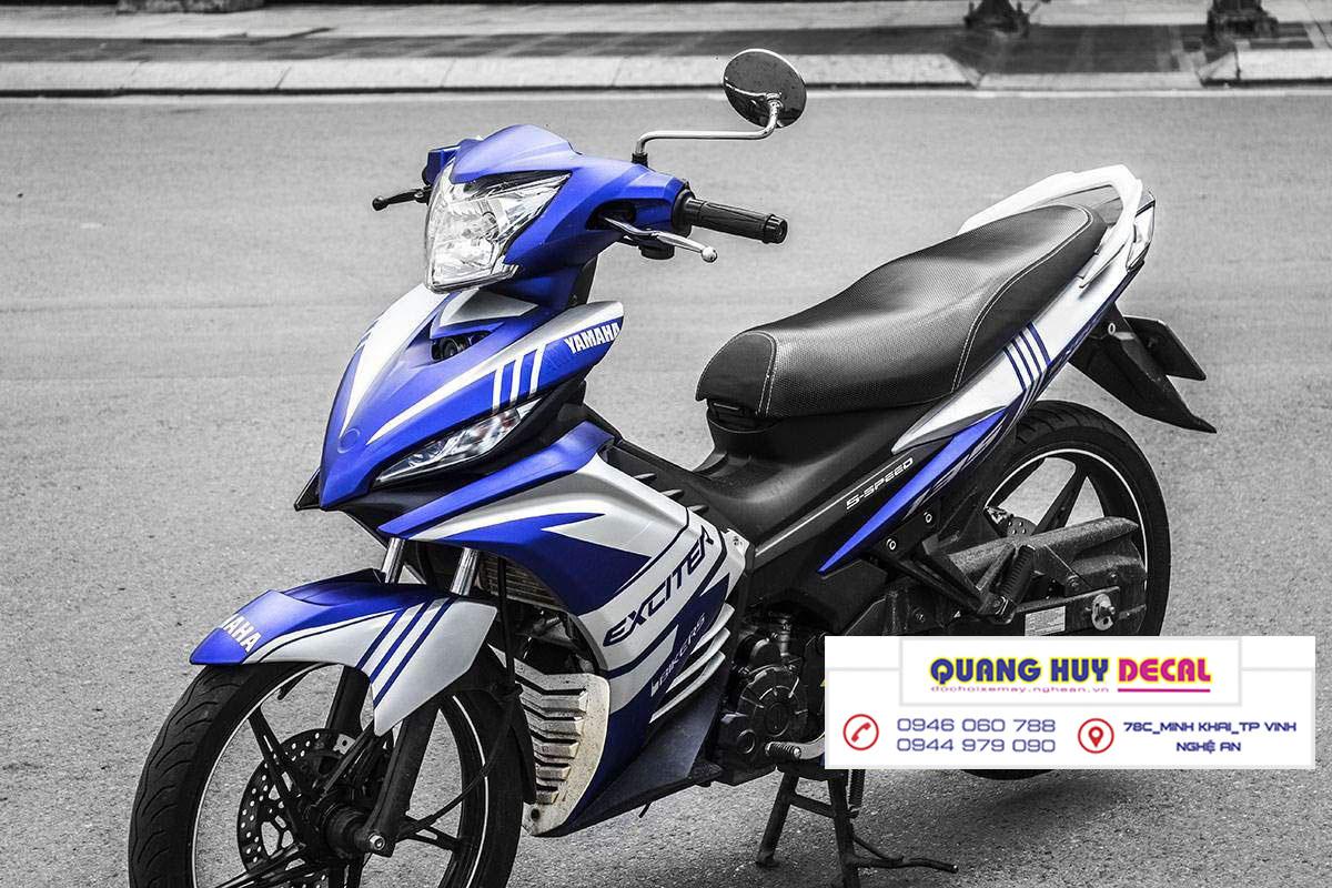 Tem trùm ex135 xanh trắng  - Độ tem xe máy ex135 xanh trắng - Chế tem trùm xe máy exciter 135 rẻ đẹp