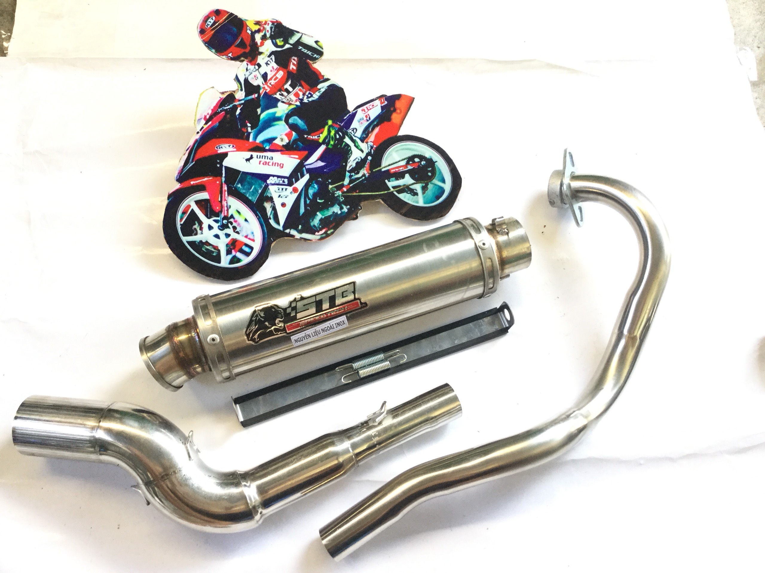 Pô STB inox Cổ Cong - Cả cổ Exciter 150 ..........,