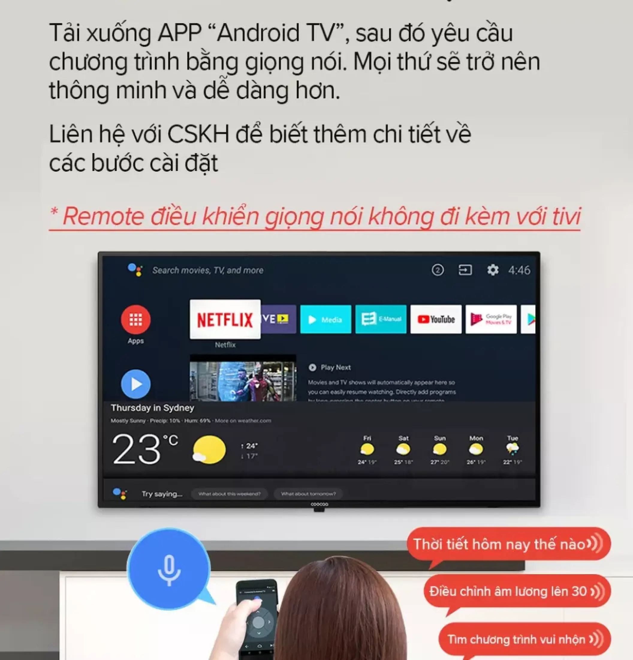 Smart Voice Tivi Coocaa 40 inch Full HD - Model 40S3G Android 9.0 Netflix 5.1 Clip TV Wifi Internet DVB-T2 DTS TruSurround